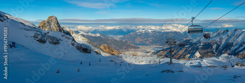 Sunny day at Kaprun ski resort in Austria