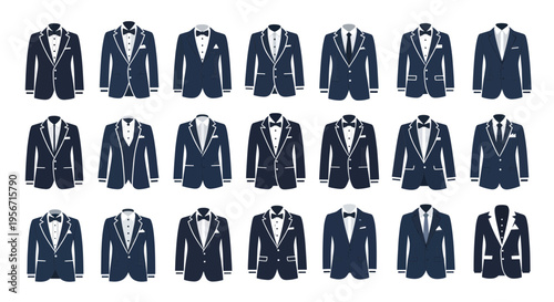 Collection of Navy Blue Suits and Tuxedos for Men