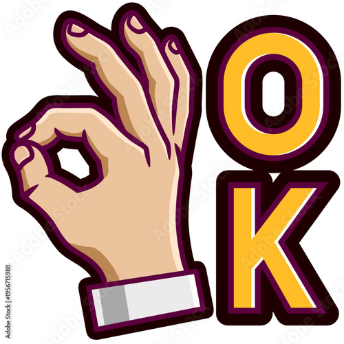 ok hand cartoon sticker illustration