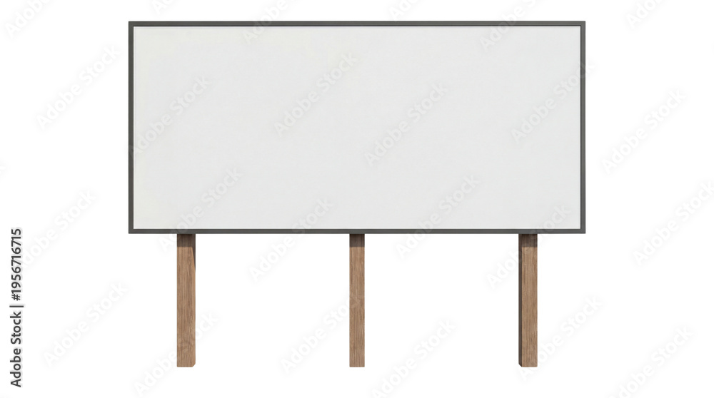 Obraz premium Large Blank Horizontal Billboard Sign Mockup on Wooden Posts for Business Advertisement and Promotions, Isolated on Transparent Background, png.
