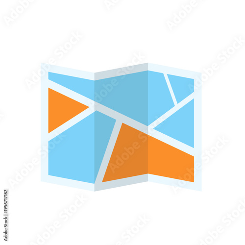 Folded Map Illustration for Travel, Navigation, and Location Planning Concept