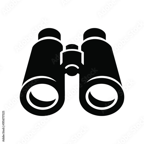 A black and white vector illustration of a pair of binoculars for bird watching and observation