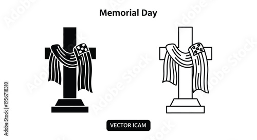 Memorial Day cross icon set vector