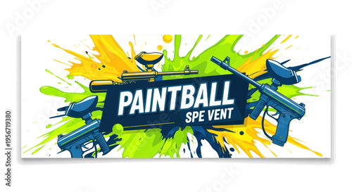Paintball Spe Vent dynamic logo with colorful paint splashes and guns