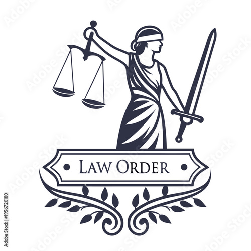 Lady Justice Logo Law Order Logo design image on white background.
