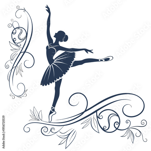 Ballerina dancer logo design template vector isolated on white background.