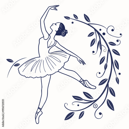 Ballerina dancer logo design template vector isolated on white background.