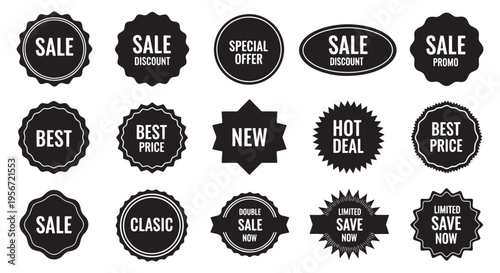 Collection of Vintage Sale Badges and Discount Labels for Promotional Design and Marketing