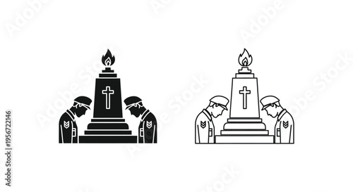 Set of 2 church monument icons vector