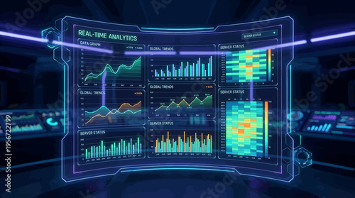Advanced digital interface showcasing comprehensive data analytics, interactive graphs, and insightful business intelligence for strategic decision-making