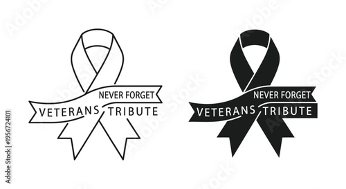Set of 2 Veterans Tribute Ribbons Vector