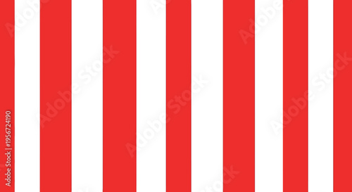 Vibrant red and white vertical striped seamless pattern vector background for carnival, circus, and candy designs