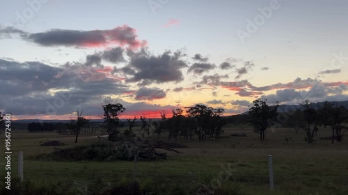Sunset Blue mountains drive POV