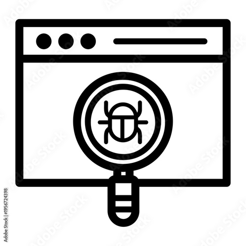 virus scanning Line Icon