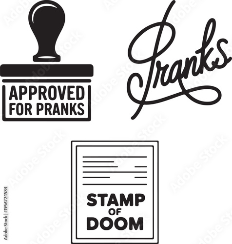 Approved for pranks stamp and stamp of doom inscription