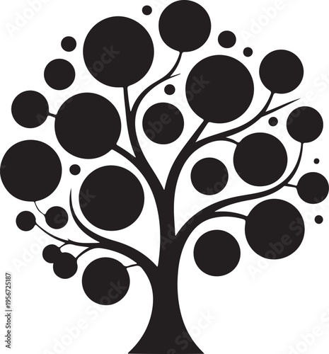 Stylized tree with many round leaves or fruit shapes