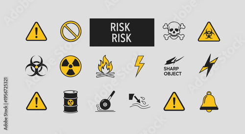 Warning signs and risk icons set