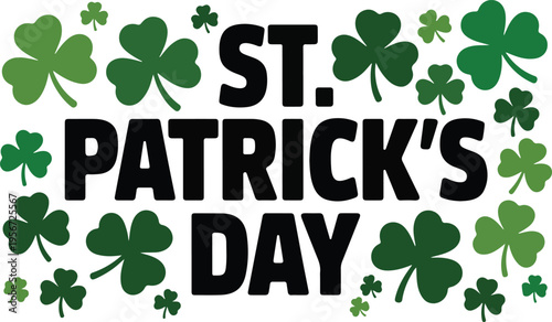 Saint patrick day greeting headline surrounded by many green shamrocks