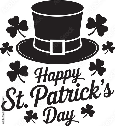 Happy saint patrick day leprechaun hat with lucky shamrock decoration