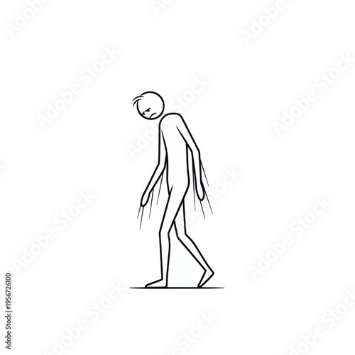 Man Walking with Head Down Illustration.