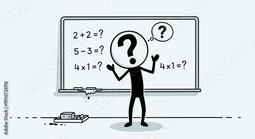 Man with Question Mark Head Standing.