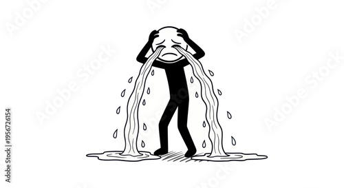 Man Standing Under Flowing Water Refreshing.