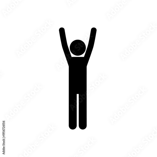 Man Standing with Arms Raised Upwards.