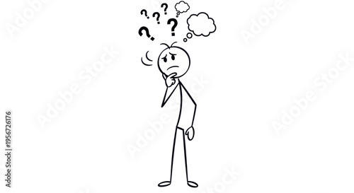 Man Thinking with Question Marks.