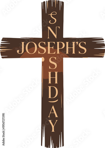 Saint joseph day wooden cross symbol vertical religious faith banner