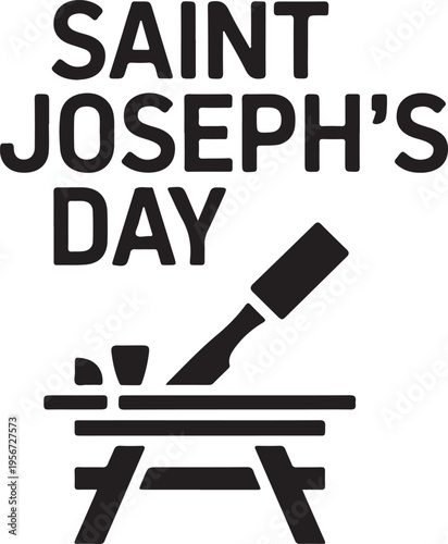 Saint joseph's day with chisel and workbench illustration silhouette