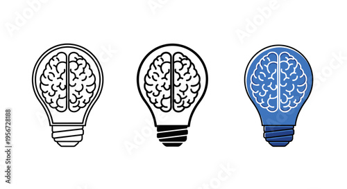 Brain and light bulb creative idea concept illustration for innovation and thought