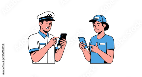 People using mobile phones flat illustration for communication and service concepts