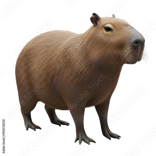 This large rodent is a capybara standing on all fours with a brown coat