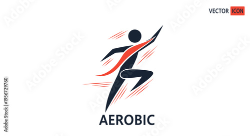 Dynamic stylized illustration of a person in active, running motion, embodying aerobic exercise, portrayed with expressive graphic elements and a modern, simplified artistic aesthetic for fi