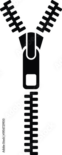y-shaped zipper icon, black zipper illustration, zipper design element