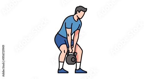 Man performing kettlebell swing exercise for fitness and strength training workout a great way to build muscle and improve cardio health