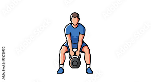 Athlete performing kettlebell workout routine for strength and endurance training during fitness session