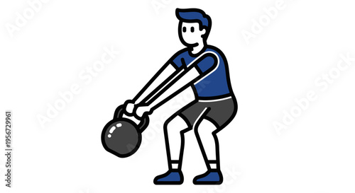 Athletic person performing a kettlebell swing exercise to strengthen muscles and improve cardiovascular health during a fitness routine