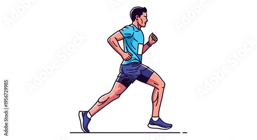 Athletic Man Running Fast Forward Motion During Outdoor Race Competition On Track With Determined Expression Fit Healthy Lifestyle