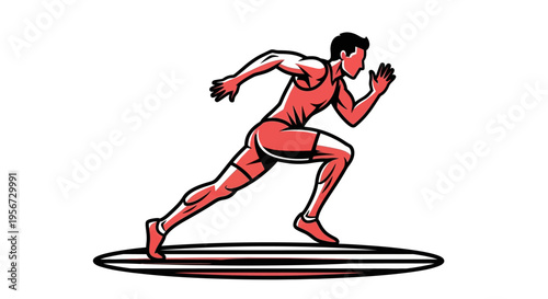 Athletic Man Running Fast Dynamic Motion Isolated On White Background Human Fitness Competition Sportive Movement Action Athlete Sprinting