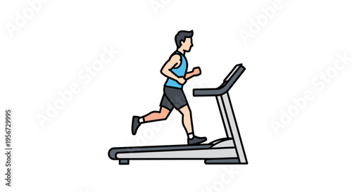 Man Running On Treadmill Indoor Fitness Equipment For Aerobic Exercise And Cardio Workout Health Activity