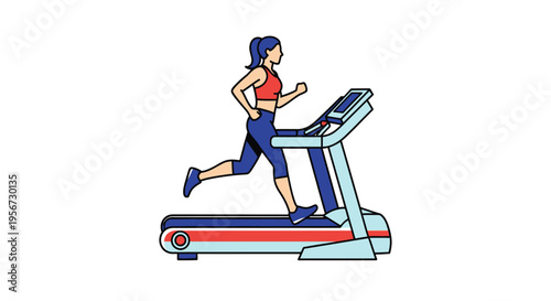 Active Woman Exercising Indoors on Treadmill Running Machine for Cardiovascular Fitness and Healthy Lifestyle