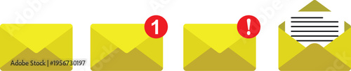 yellow envelopes with notifications and one open