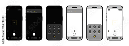 Photorealistic detailed phone photo camera mockup isolated on transparent background. 2026 design. Vector PNG