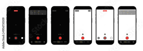 Photorealistic detailed phone video camera mockup template isolated on transparent background. 2026 design. Vector PNG