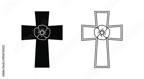 Set of 2 Celtic cross icons vector