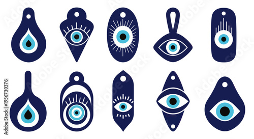 Collection of Blue Evil Eye Talismans for Protection and Good Luck