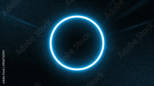 Wallpaper Mural A glowing neon blue ring in space, surrounded by a starry sky Torontodigital.ca