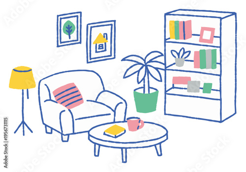 Living Room with a Sofa and Houseplants_Color