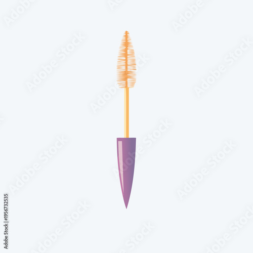 Purple mascara wand with applicator brush for makeup.